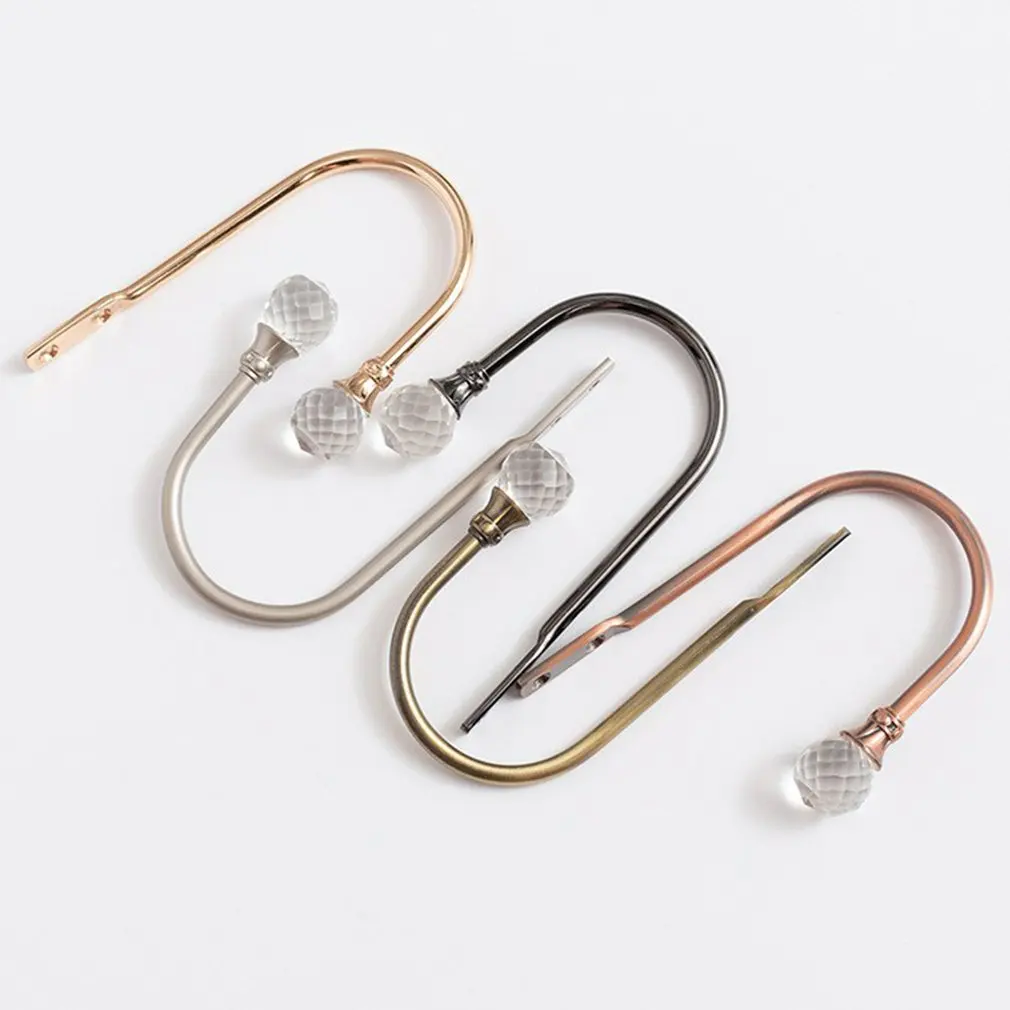 

2 Pcs Crystal U-shaped Hook Curtain Wall Hook Zinc Alloy Curtain Accessories Durable And Sturdy Wall Hook