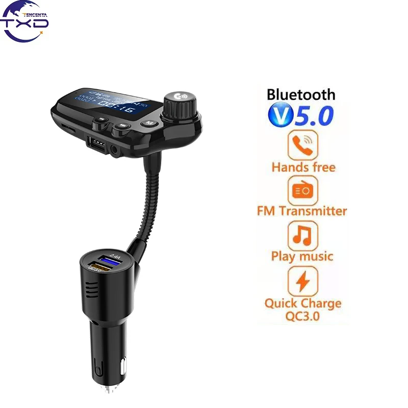 

Large Screen Bluetooth 5.0 car Kit, MP3 Player, Hands-Free AUX Rudio Receiver, fast Charging, Iossless Sound Quality for Calls