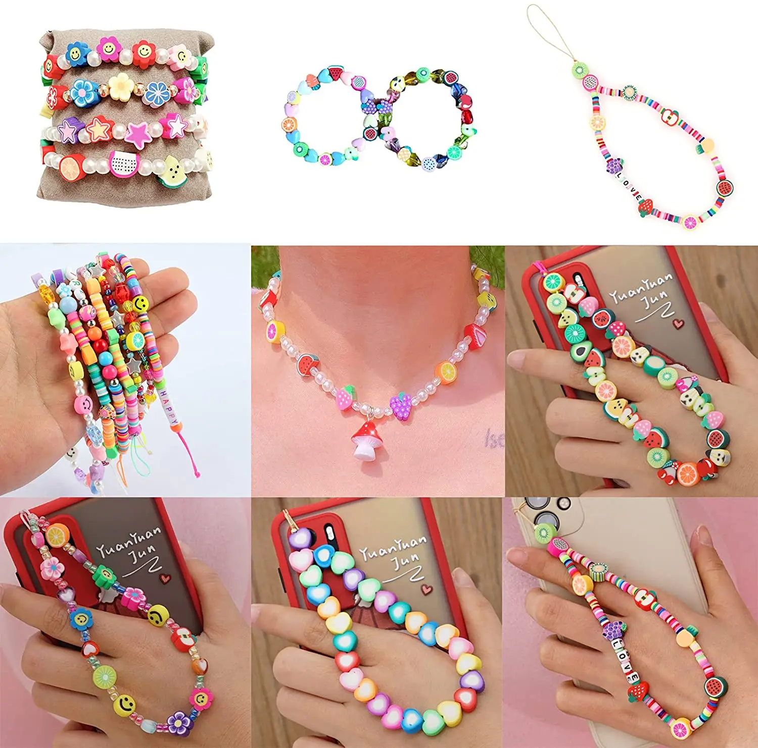 

100pcs/lot Fruit Beads Polymer Clay Beads Mixed Color Polymer Clay Spacer Beads for Jewelry Making DIY Bracelet Necklace