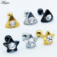 miqiao 1 pcs triangle star earrings earrings simple stainless steel hypoallergenic plating earrings new female