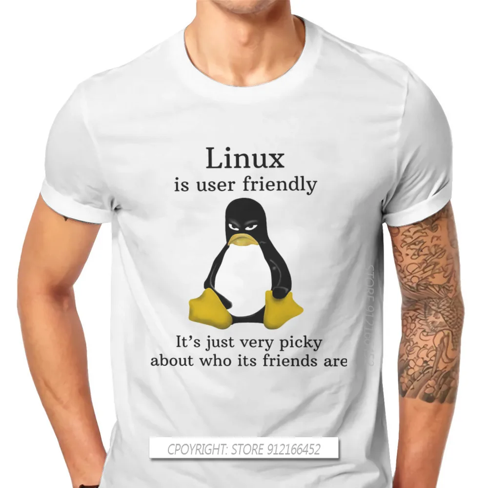 

Linux Operating System Tux Penguin Men's TShirt User Friendly Just Picky Distinctive T Shirt Original Casual Sweats New Trend