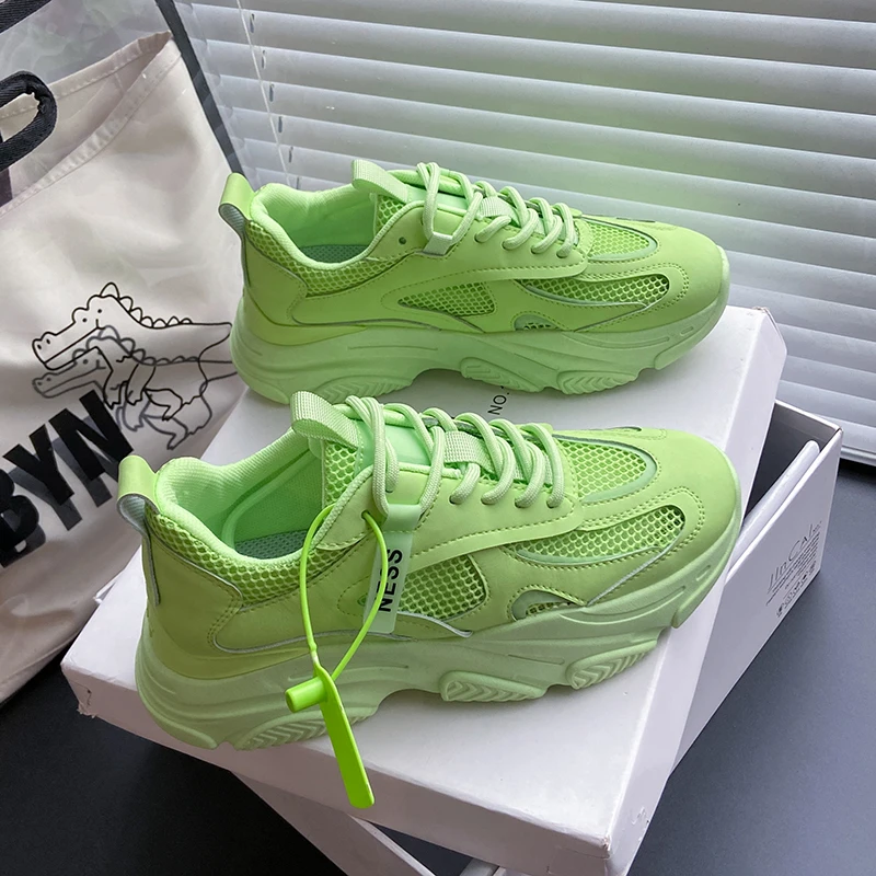 

2021 Sneakers Women Fashion Breathable Mesh Sport Trainers Shoes Thick Sole Platform Shoes Women Chunky Sneakers Zapatos Mujer