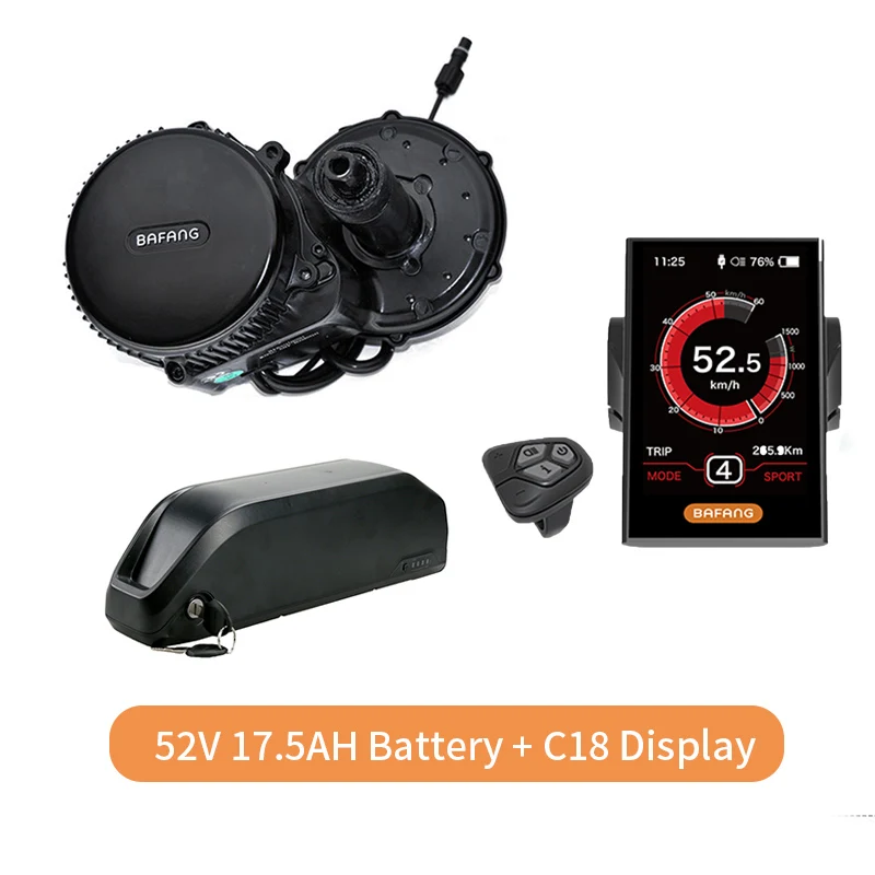 52V17.5AH and C18 Bafang Mid приводной двигатель BBS02B 48V 750W Electriac Электрический велосипед Conversion Kit с Батарея 48 v/52 в 13AH/16AH/17.5AH литий-ионный аккумулятор, фара для электровелосипеда в Батарея - Цвет: 52V17.5AH and C18