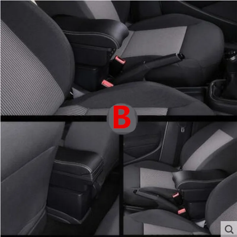 B Black white line Для Nissan Terrano 3 подлокотник коробка универсальный автомобиль BRV центральной консоли модификации аксессуары с USB - Название цвета: B Black white line