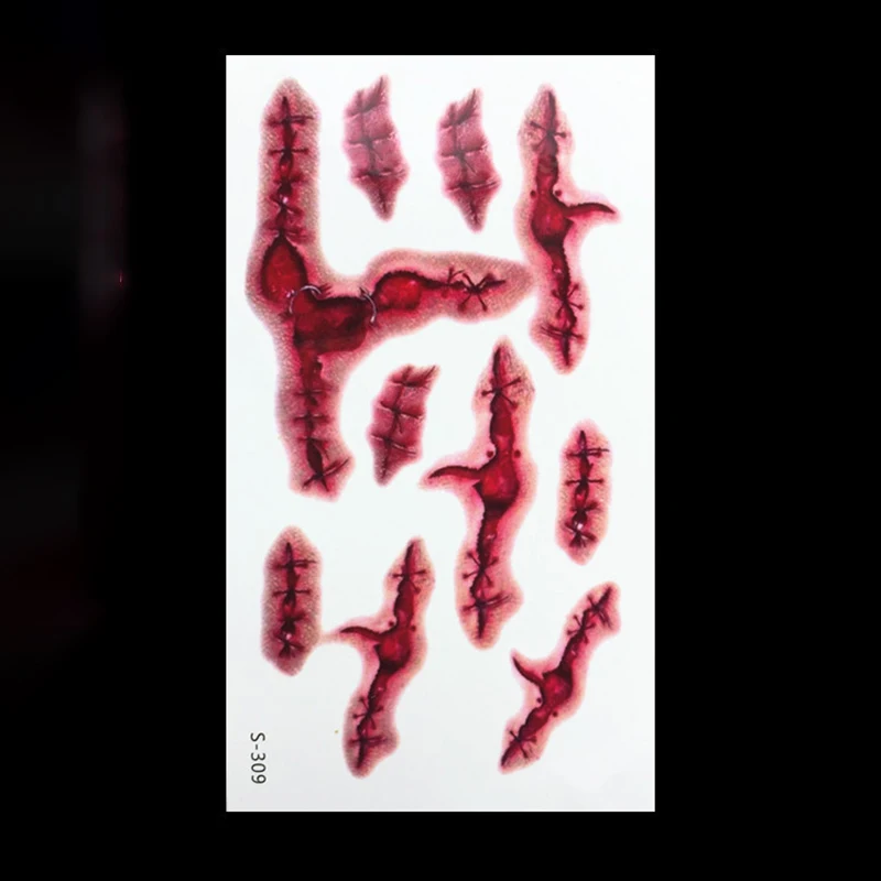 1 шт. водостойкие тату для Хэллоуина Зомби Шрамы Татуировки с искусственной