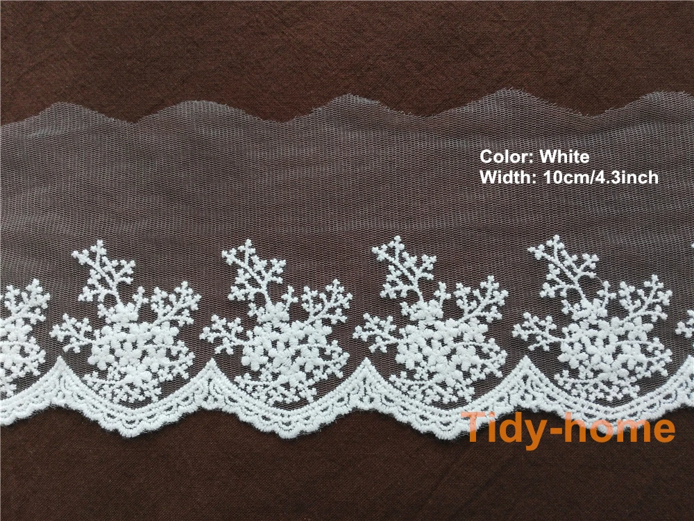 1 ярд 4 3 дюйма Ширина Белый цветок сливы вышивка кружевная отделка хлопок кружева