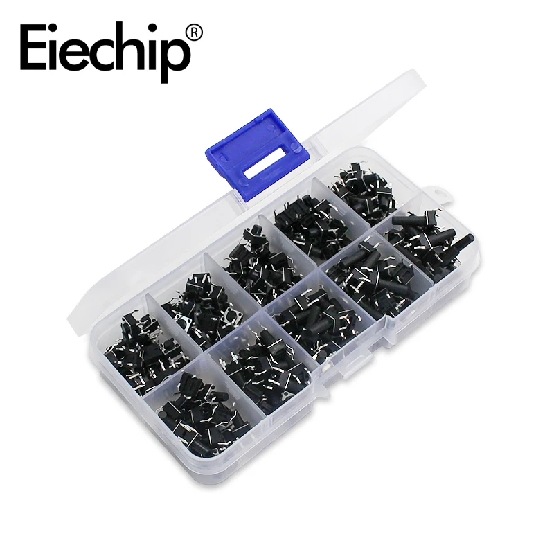 200pcs/lot 10 value Mini Button Switch kit 6*6 rice cooker / telephone PCB board maintenance use 6x6x4.3 Keys | Электронные