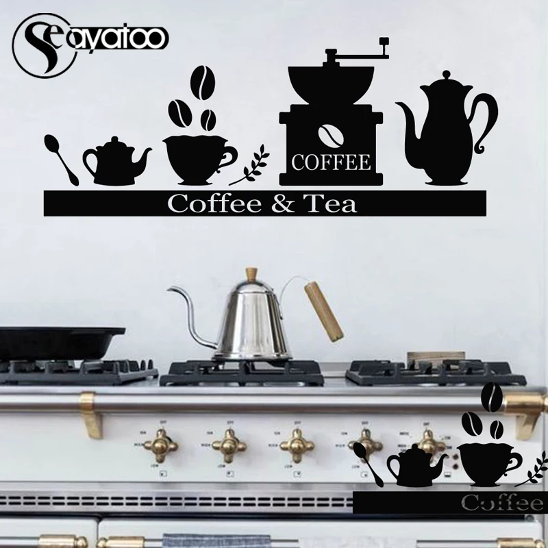 Виниловый настенный держатель для кофейных чашек 40x100 см|Наклейки на стену| |