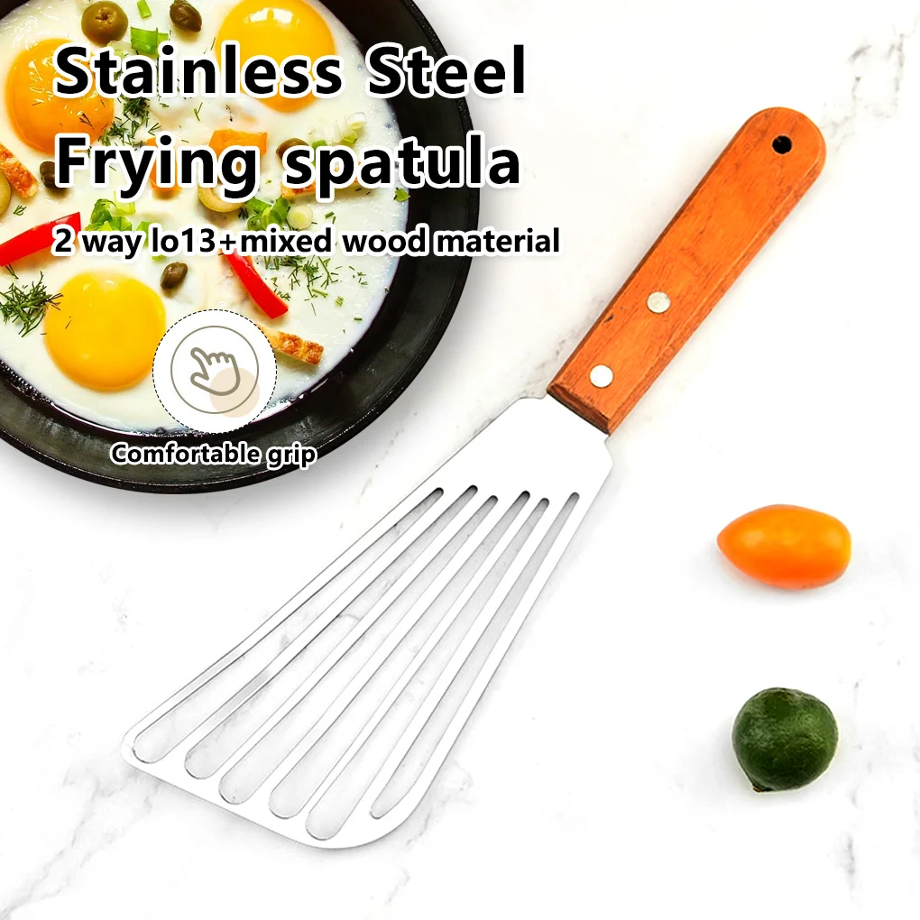 

Frying Spatula Handle Heat-resistance Stainless Steel Fried Cooking Utensil Tool Flexible Kitchen for Steak Fish 2 Pieces