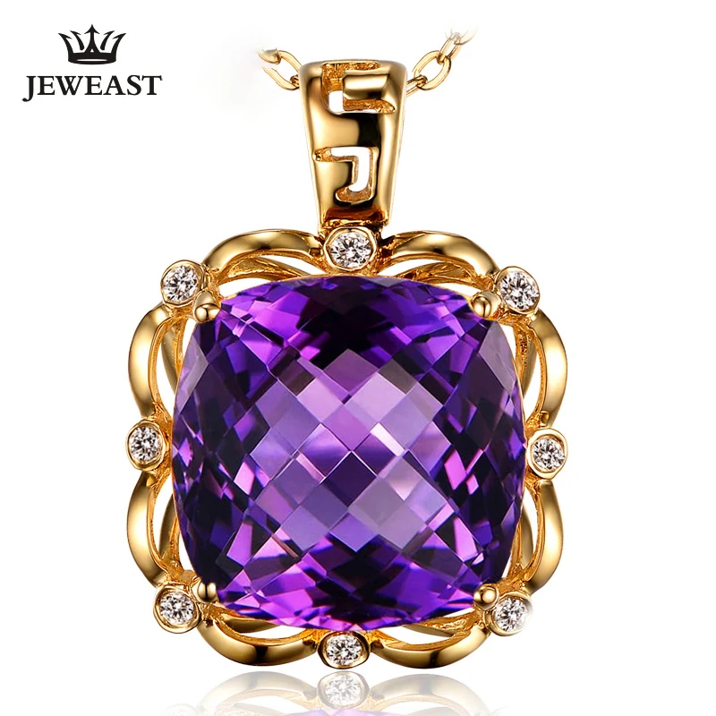 SLFD натуральный аметист 18K кулон из чистого золота AU 750 высококлассное золото