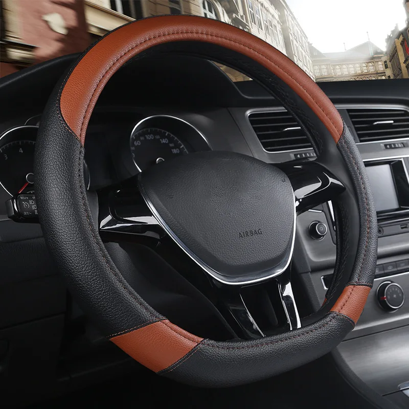 Two-tone Fashion Odorless D Shape Fiber Leather Auto Steering Wheel Cover Car Decoration | Автомобили и мотоциклы