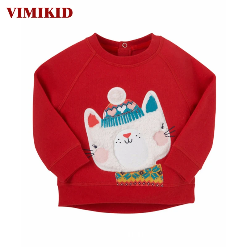 Одежда для девочек топ с длинными рукавами футболка рисунком котенка и малышей