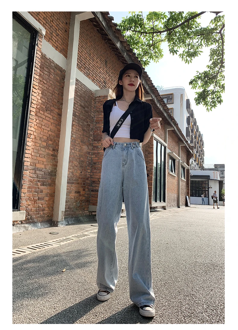 

High Waist Wide Leg Jeans 2021 Summer New Women's Slim Joker Baggy Jeans Women Straight Mopping Trousers