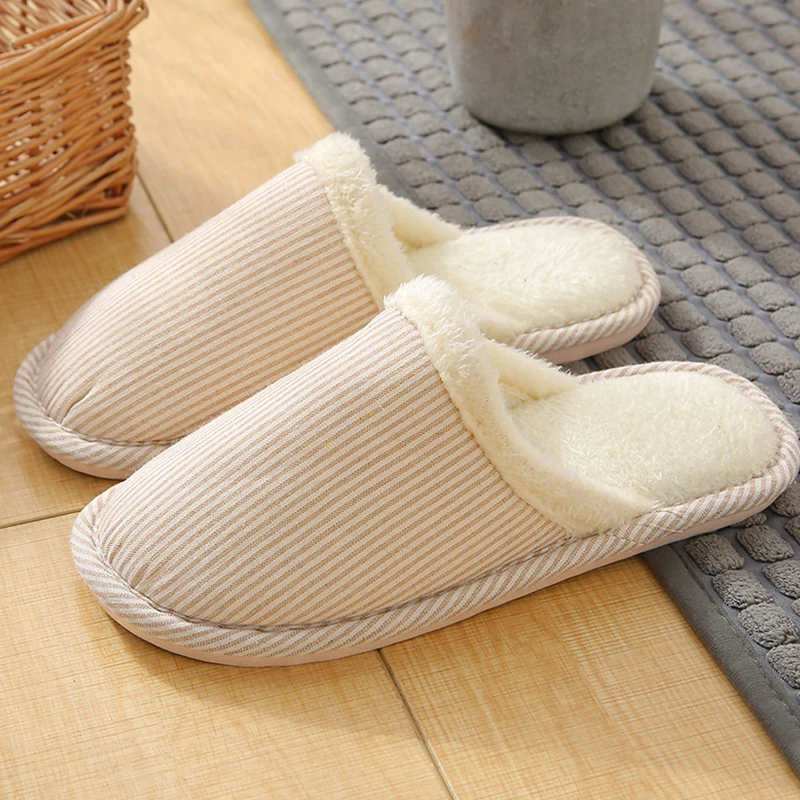 Зимние женские тапочки Замшевые меховые в полоску Женские зимние бархатные