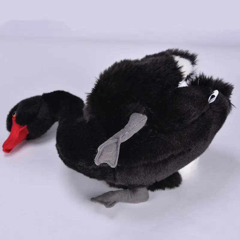 [Funny] Zoo 29cm Simulation Lifelike White swan &amp black Plush Toys Soft bird Stuffed Animals doll Birthday Gifts For Kids | Игрушки и