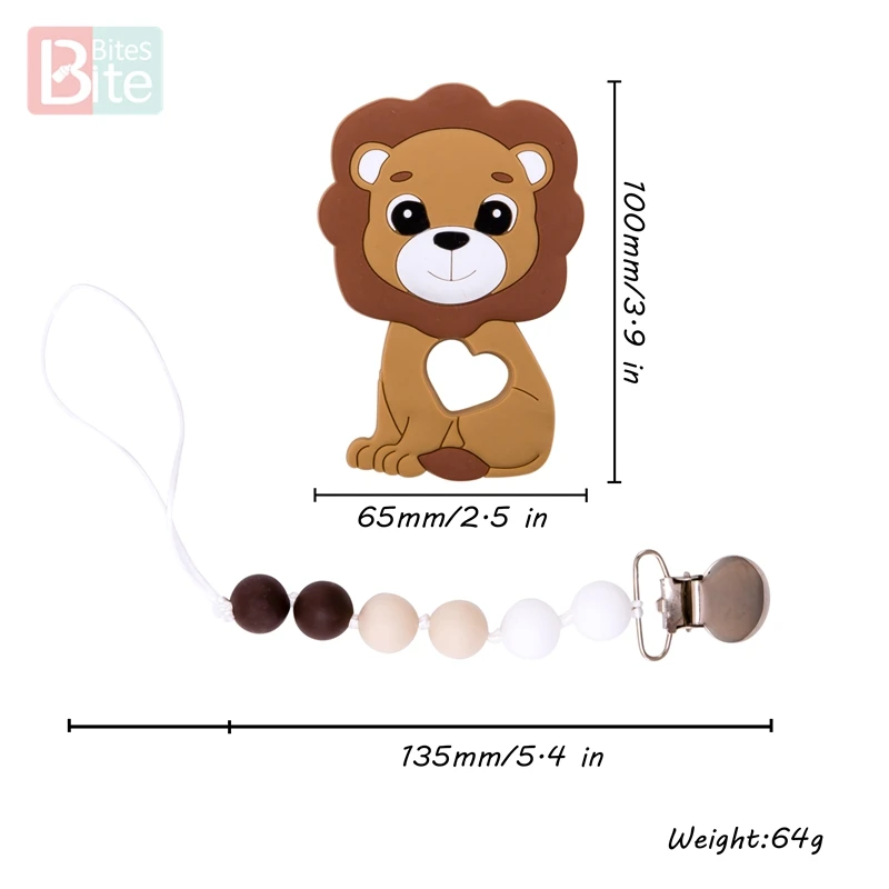 Bite Bites 1pc Pacifier Clip Chain Baby Silicone Teether Fox Animal Soother Clasp Food Grade Perle Rodent Nipple Holde | Мать и ребенок
