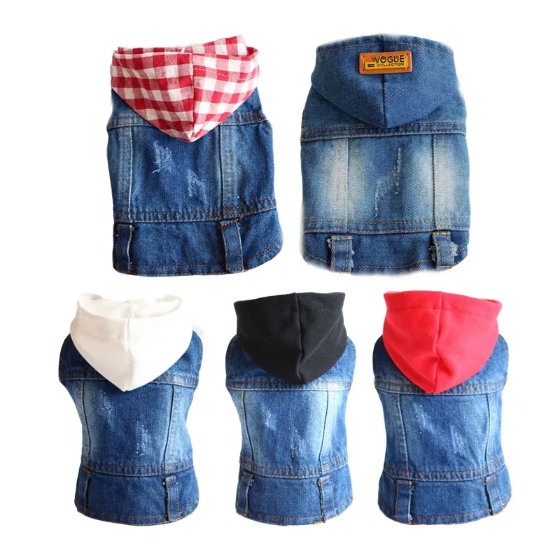 Hot Hoodie Pet Clothes for Dogs French Bulldog Denim Dog Jacket Chihuahua Jeans Coat Hooded Vest Pug Cat Costume 10A | Дом и сад
