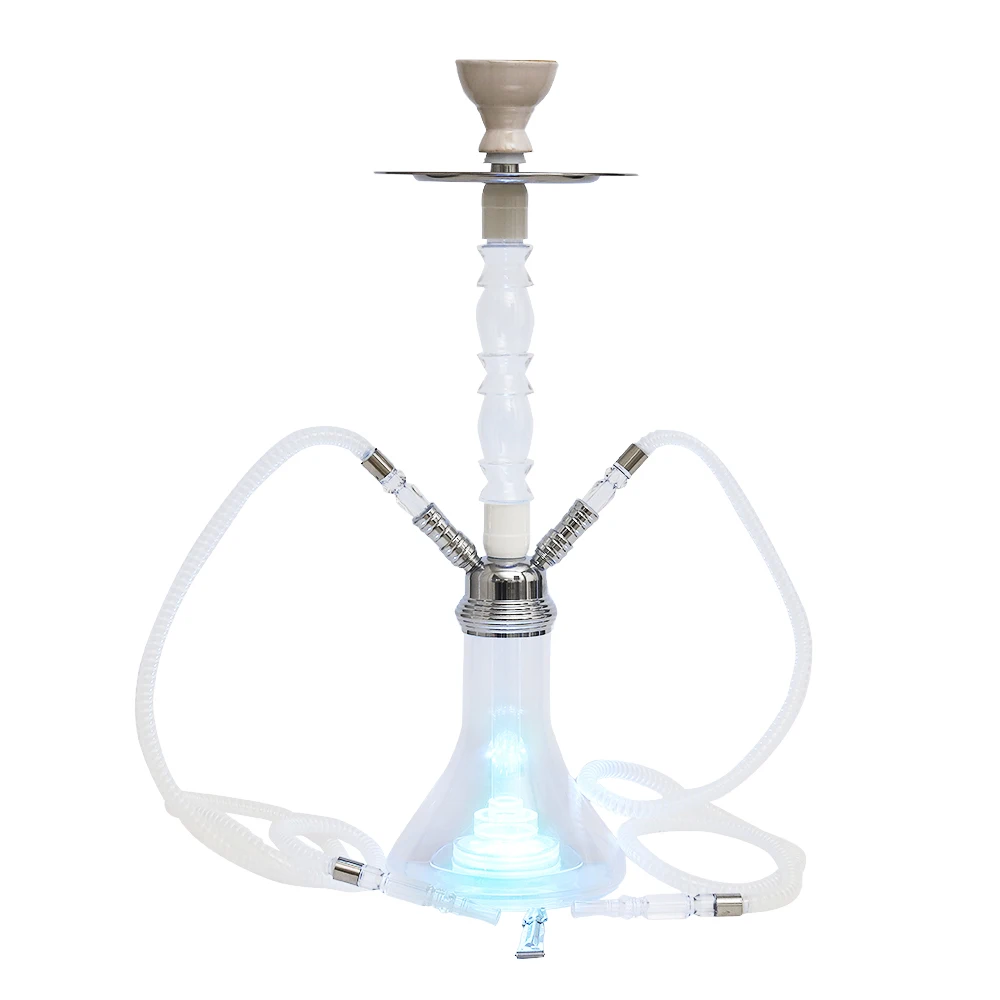 

Transparent Hookah Shisha Set Double Tube Hookah with LED Light Ceramics Bowl Accessories Nargile Sheesha Narguile Chicha Acces