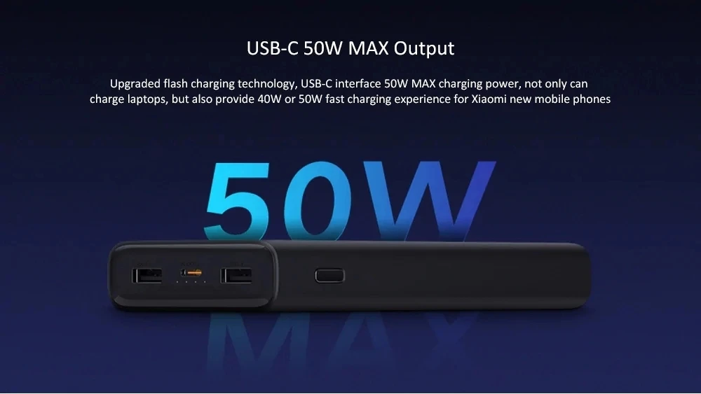 Xiaomi power Bank 3 Pro USB-C, двойной USB, 50 Вт, флэш-зарядка, 20000 мА/ч, внешняя мощность для iPhone 11 Pro, ноутбука, Xiaomi, huawei