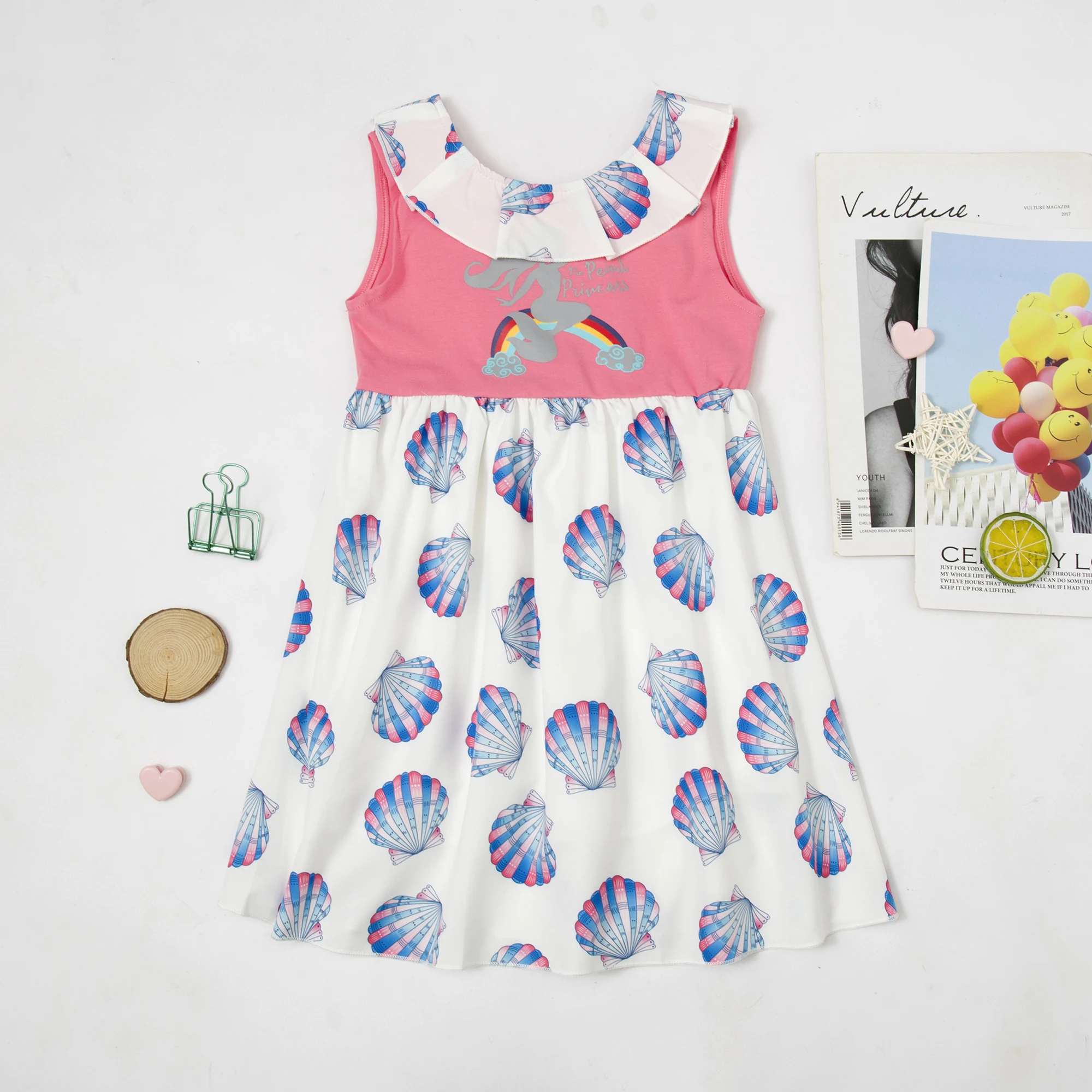 

Kids Clothes Girls 2022 Spring Summer Print Sleevelss O-neck A-line Dress Casual Sweet Dresses For Girls Vestido 3-8 Years Old