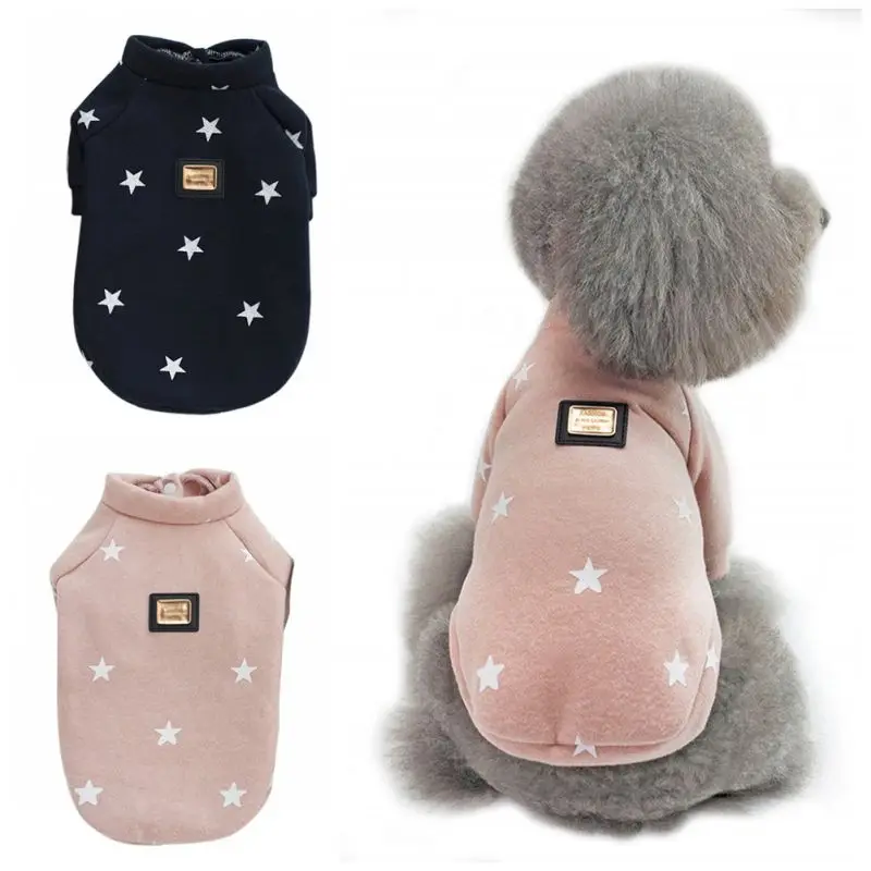 

2021 Brand Soft Pet Dog Clothes For Dog Puppy Cat Winter Warm Clothes Star Print Costume Coat chihuahua Cheap roupa cachorro