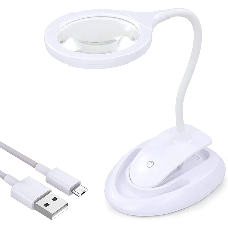 

Magnifying Glass with Light 5X 10X Magnifying Lamp with Stand & Clamp, Desktop Magnifier Lamp for Close Work Reading
