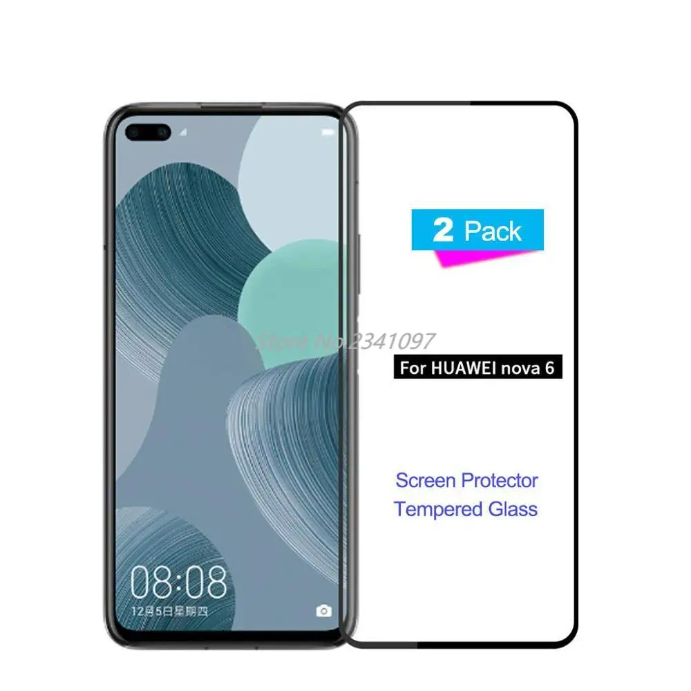 Закаленное стекло 20D с полным покрытием для HuaWei Nova 6 5G защита экрана из