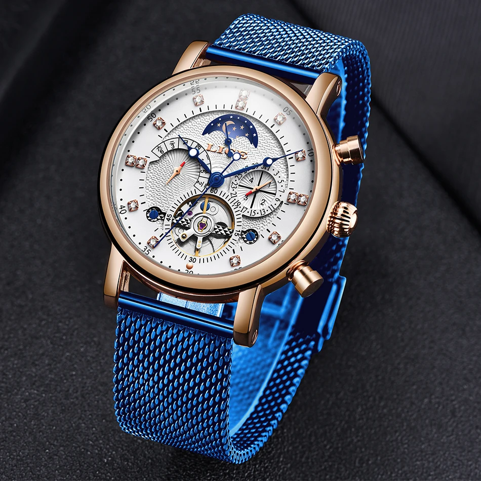 LIGE, подарок, мужские часы, брендовые, Роскошные, модные, Tourbillon, автоматические механические часы, мужские часы из нержавеющей стали, Relogio Masculino