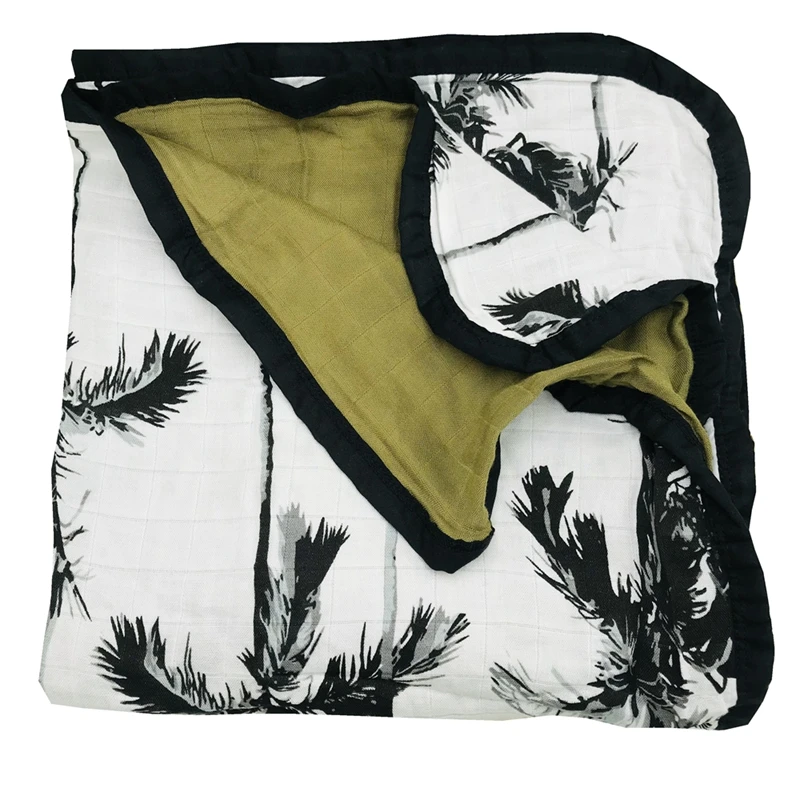 

Palm Tree Four Layer 100% Bamboo Blanket For Newborn Baby Swaddling Super Comfy Bedding Blankets Swaddle Wrap Babies Muslin