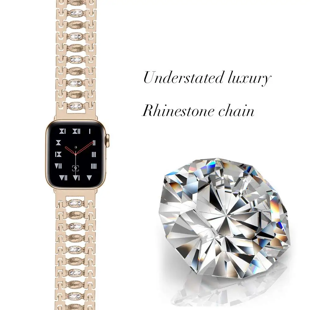 Женский браслет с бриллиантовым ремешком для Apple Watch 38 мм 42 мм 40 мм 44 мм серия 5 4 браслет из нержавеющей стали для iWatch Series 3 2 1