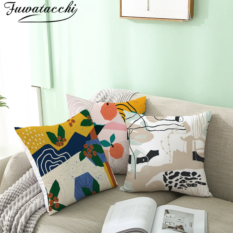 Наволочки Fuwatacchi с абстрактным рисунком листья дерева животные фото наволочки