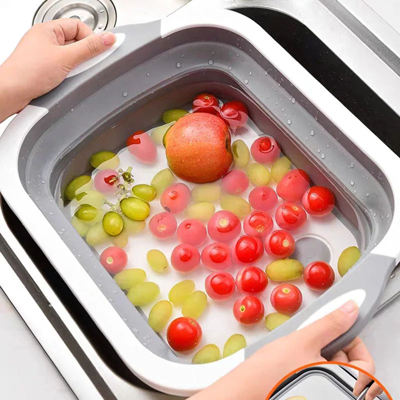 kitchen gadgets folding chopping blocks colander food chopping boards washing basket drain kitchen organizer cutting boards free global shipping