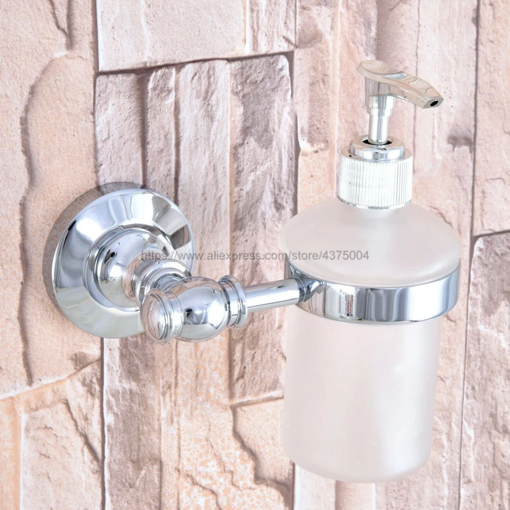 Polished Chrome Modern Bathroom Hand Liquid Soap Dispenser Wall Mounted Bathroom Kitchen Countertop Refillable Accessory Nba788