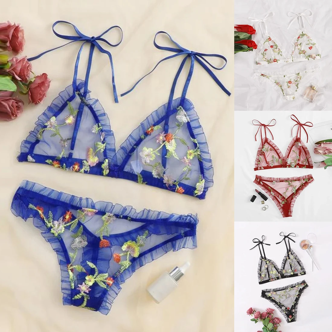 

Women Sexy Bralette 3/4 Cup Bra Sets Underwear For Women Wire Free Thin Lingerie Set Breathable Comfortable intimates bras set