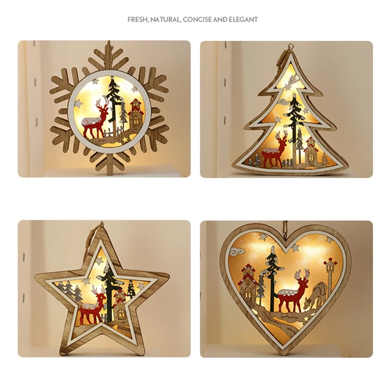 Креативные деревянные рождественские огни украшения подарки Новогодние