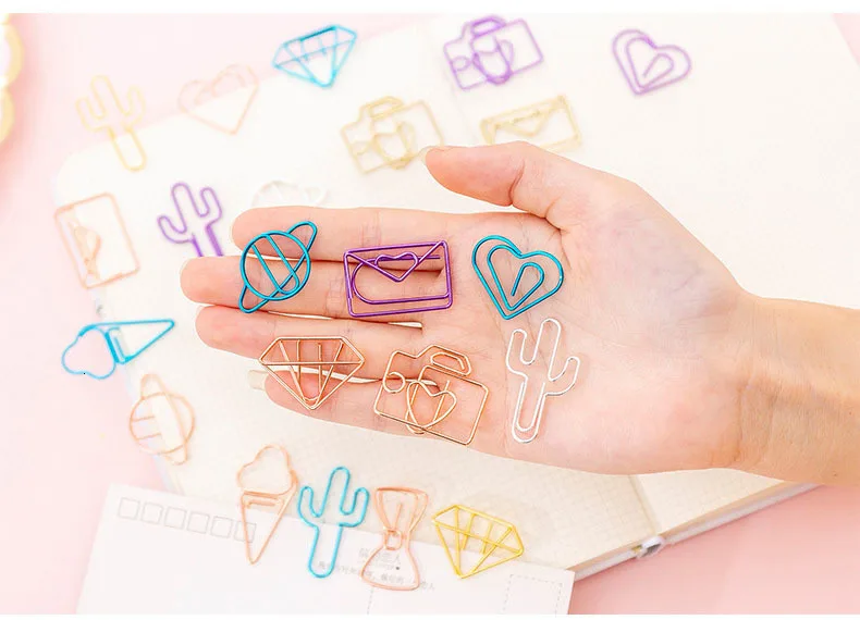 10 piezas de dibujos animados de lytww color caramelo creativo Metal oficina escuela suministros lindo papel Clips regalo