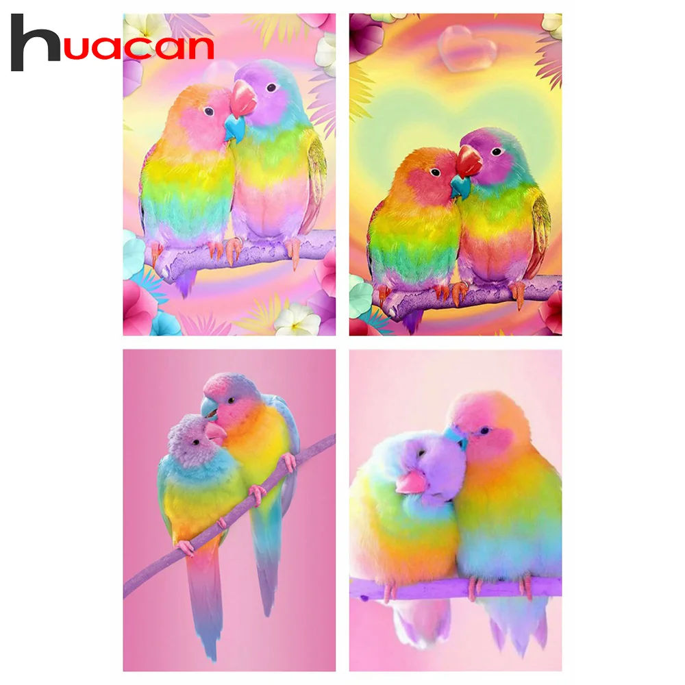 

Алмазная вышивка Huacan 5D Набор Розовый попугай DIY алмазная живопись птица мозаика вышивка крестиком животные украшение спальни