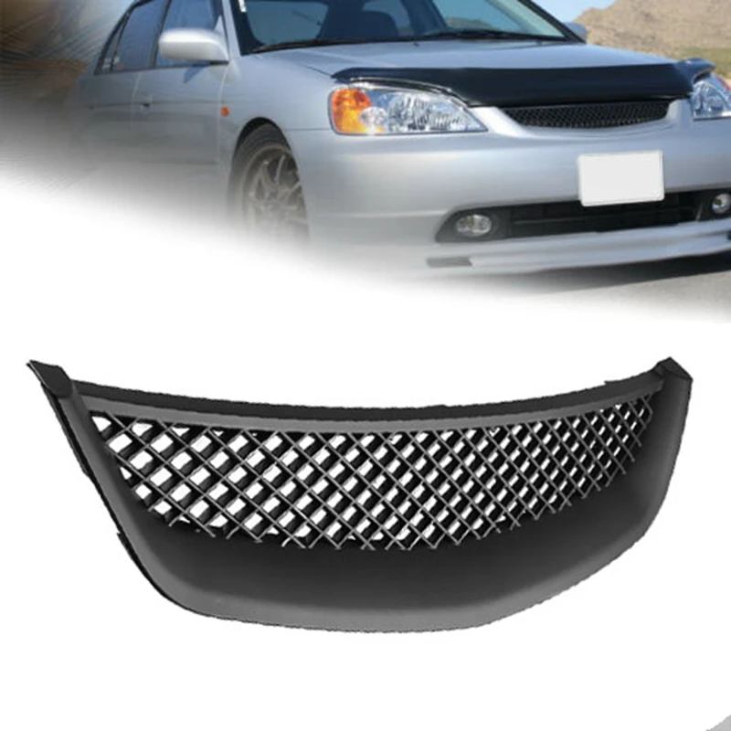 

Black Mesh ABS Front Hood Grille Grill for Honda Civic JDM Type R 2001-2003