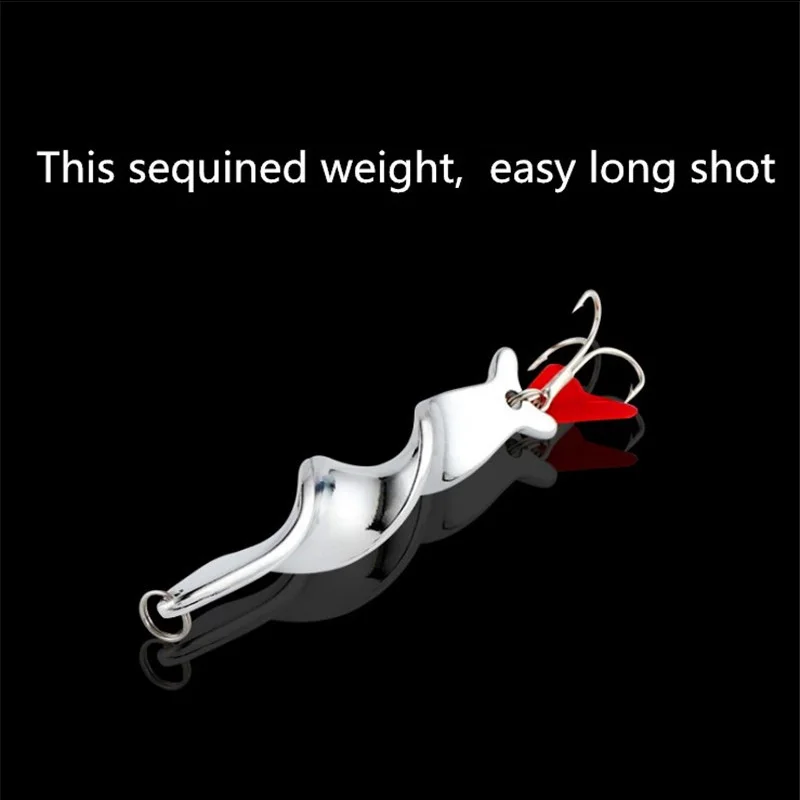 

Rotating Spinner Spoon Metal Fishing Lures 21g 28g Artificial Bait With Treble Hook For Trout Pike