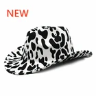 Шляпа-федора Женская, ковбойская, с рисунком коровы, с фигурными полями, Панама джазовая, шляпа