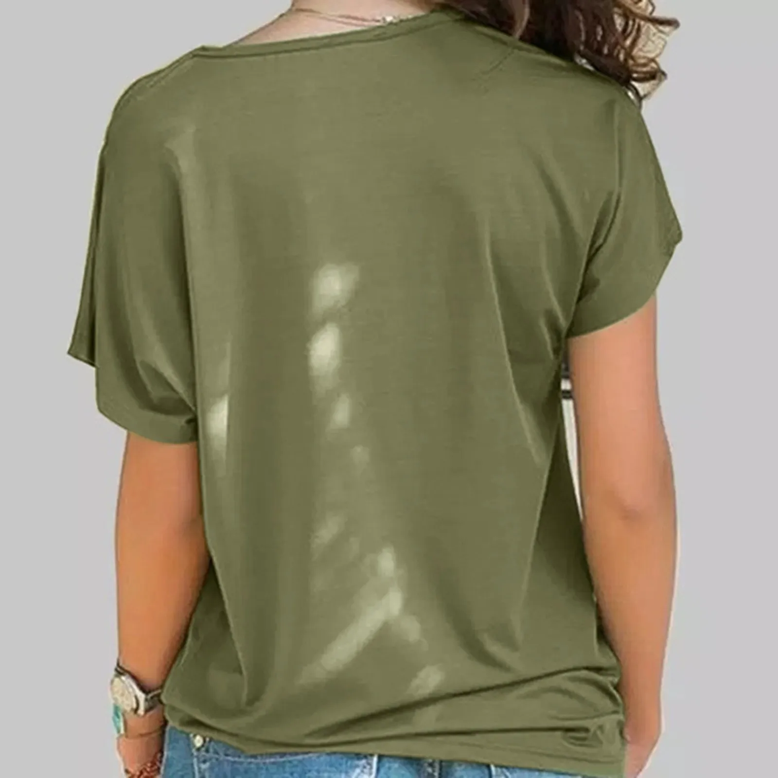 

T-shirts Women Ladies Strapless Casual Cross Shoulder Irregular Short Sleeve T-shirt Heart Print Harajuku Plus Size Shirts Tops