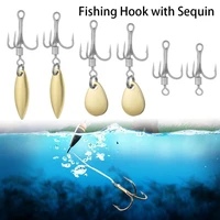 metallic lure back thorn high quality jigging bait fishing hook with sequin carbon steel turn ring sequins