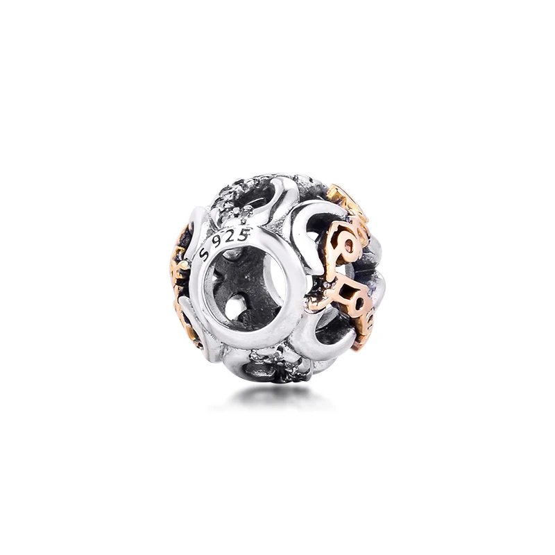 Подходит для Pandora Bacelets ажурные Бесконечности Прелести с 14K покрыто настоящим