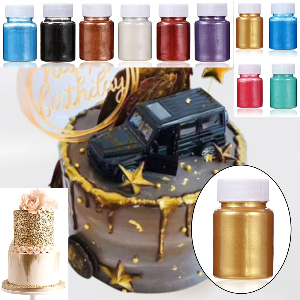 Мерцающая блестящая золотистая Серебристая пудра для украшения пищи торта