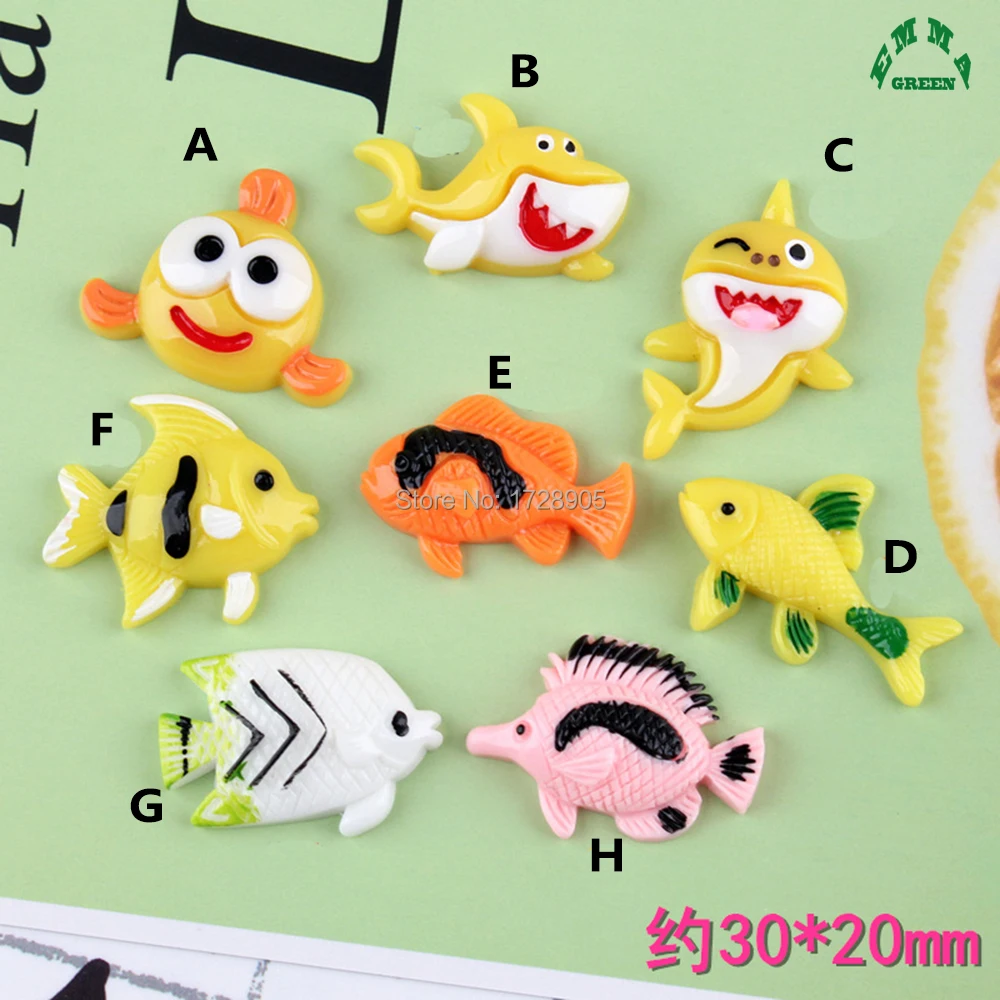 Кабошоны из смолы рыбы кавайные животные 10 шт. для рукоделия искусственные