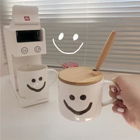 korean style healing cute smiley mug student simple milk breakfast cereal cup couple ceramic cup