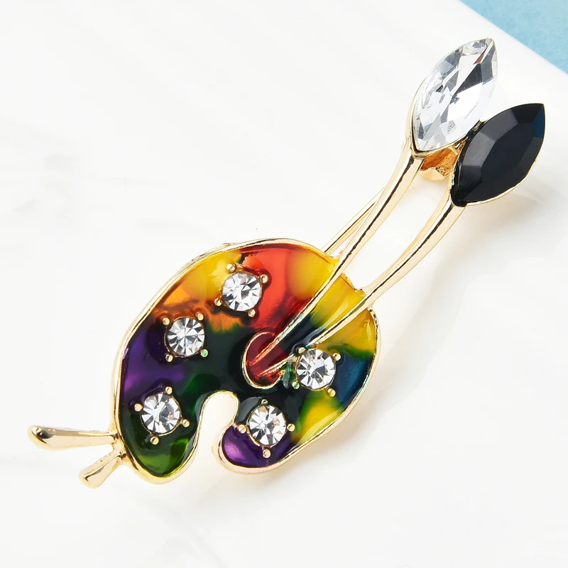 

Wuli&baby Enamel Drawing Board Brooches Women Unisex Rhinestone Paiting Tool Office Casual Brooch Pins Gifts