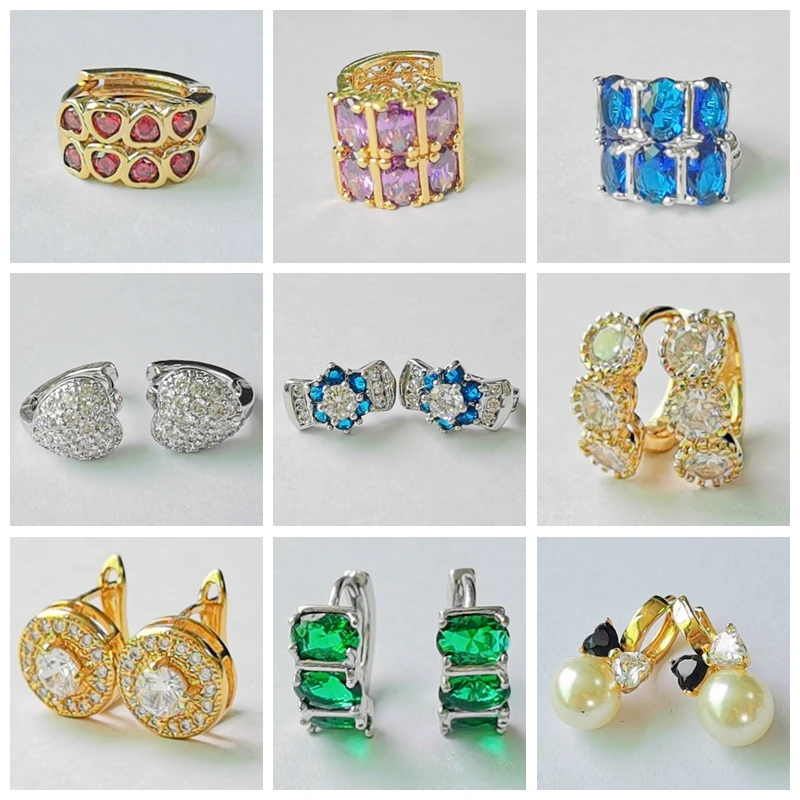 Серьги 32 различных стилей модные ювелирные изделия золото Цвет круглый фианитов