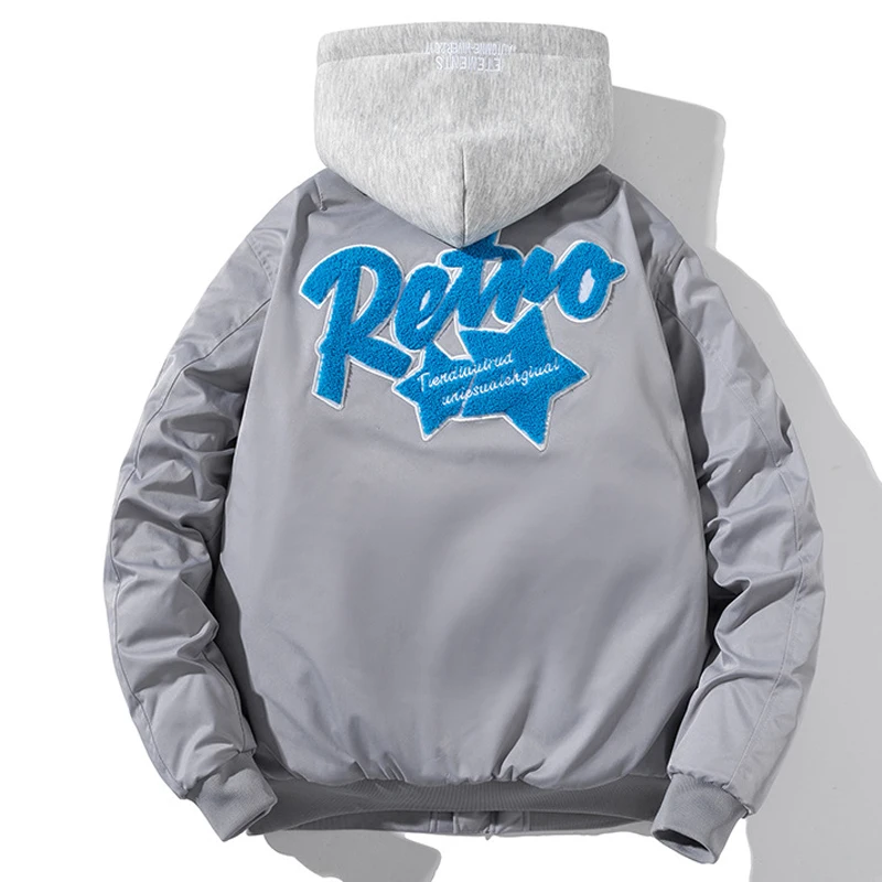 Бейсбольная куртка-бомбер Мужская модная уличная одежда в стиле хип-хоп черная