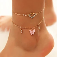 love heart ecg butterfly moon charms women anklet ankle bracelet sexy barefoot sandal beach foot jewelry for lady perfect gift